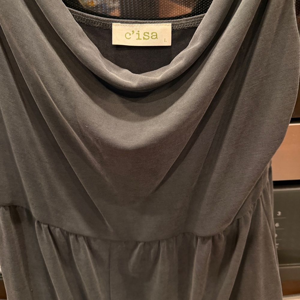 Cisa Gray Drape Neck Spaghetti Strap Romper Jumpsuit Size L